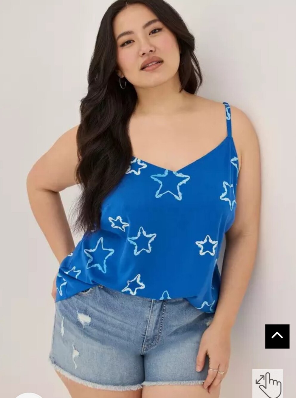 Torrid Plus Size 3x: Stretch Challis Blue Star-Print Spaghetti Strap Cami Top